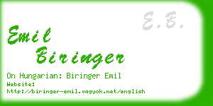 emil biringer business card